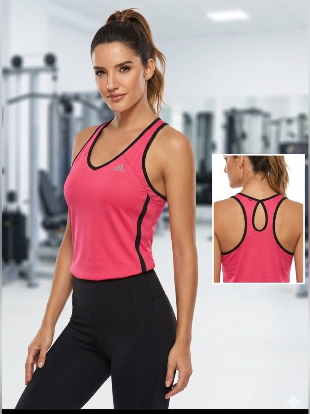 adidas Athletic Racerback Tank Top with Built-In Shelf Bra